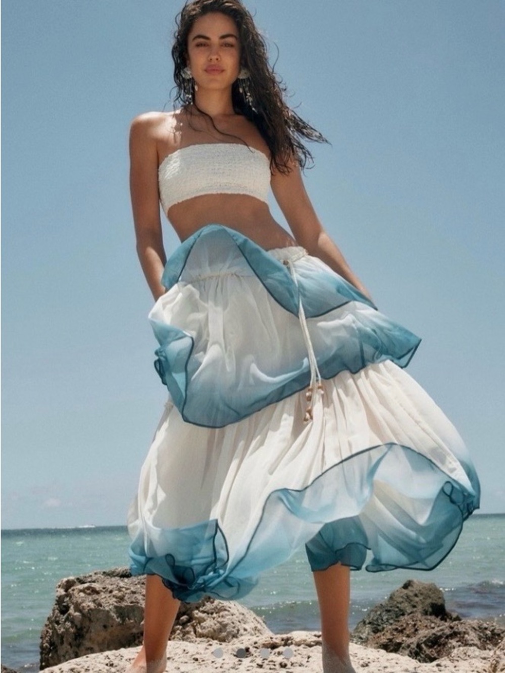 NWOT!  Free People Dip Into The Tiers Maxi Skirt High Low ~ SP